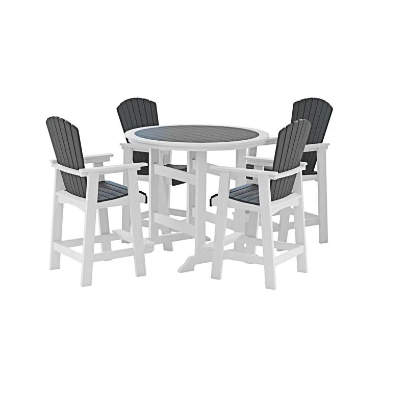 Ceballos Patio Bar Table Set High Top Outdoor Table And Chairs Set Of 5 Bar Table & Stools Set With Tall Adirondack Chairs Set For 4