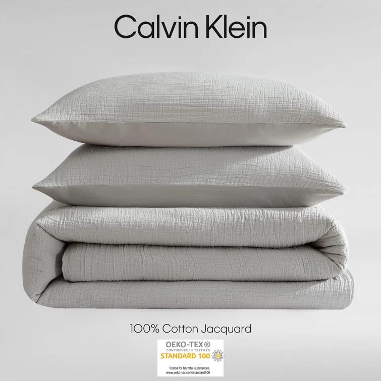 Calvin Klein Washed Texture Solid Cotton Duvet Cover Set
