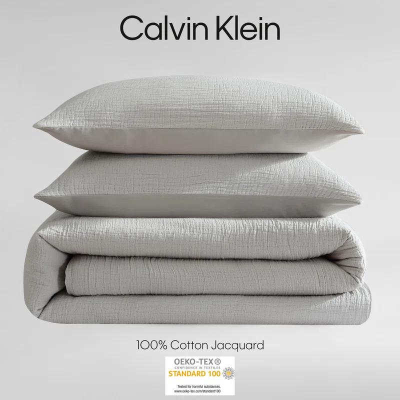 Calvin Klein Washed Texture Solid Cotton Duvet Cover Set