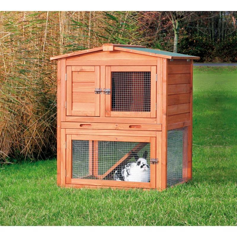 TRIXIE TRIXIE Elevated Single Rabbit Hutch with Large Run, Ramp, Ideal for Rabbits or Guinea Pigs