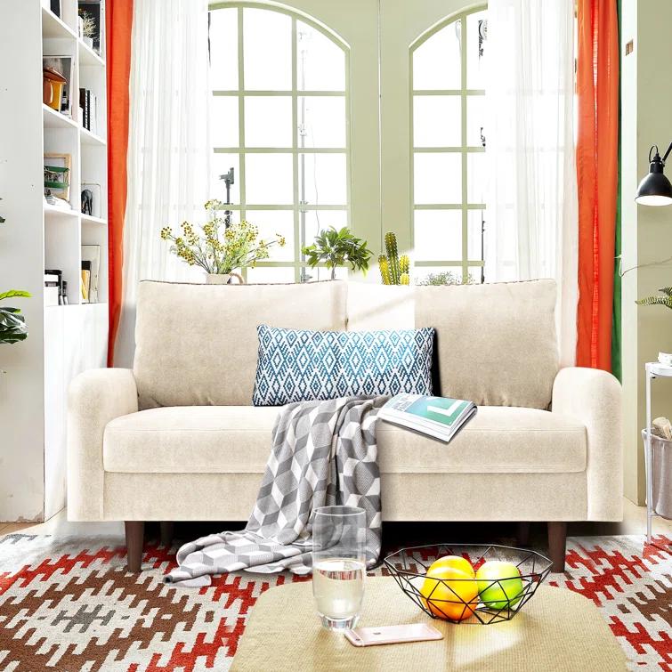 Everly Quinn Hasaam 56.3" Wide Velvet Round Arms Small Apartment Loveseat