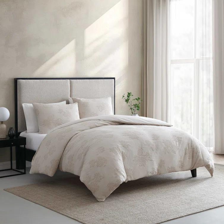 Vera Wang Vera Wang Roses Beige Cotton Duvet Cover Set