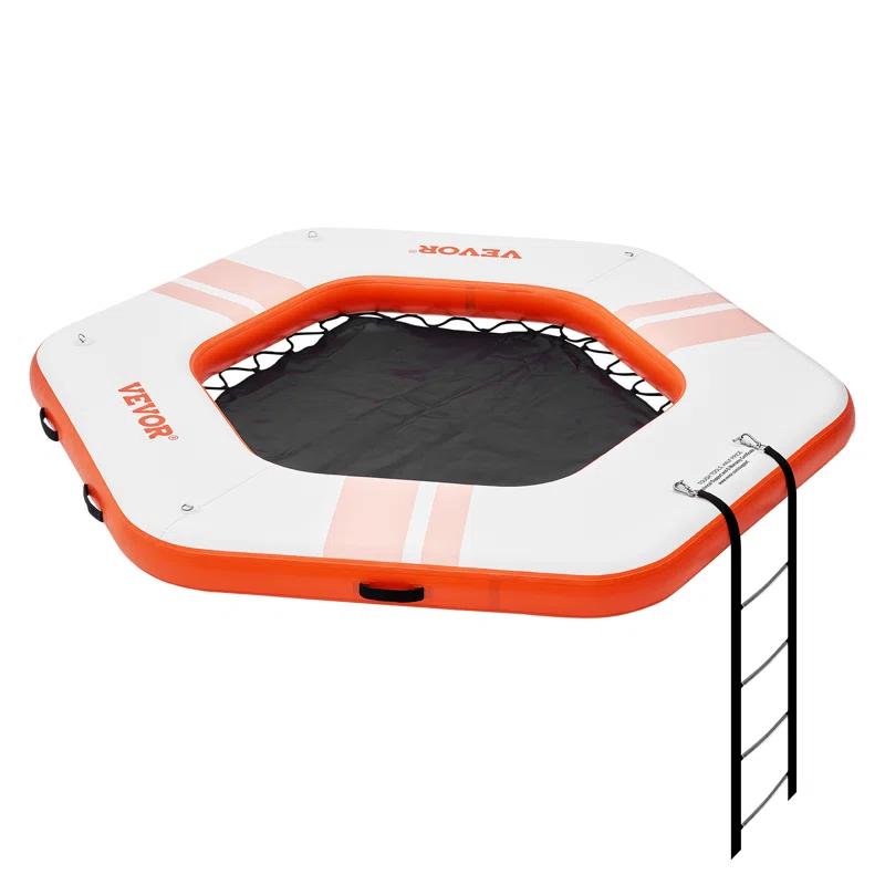 Stellweilan Tessberg 8.5FT Inflatable Dock Platform with 5FT Trampoline Mesh Pool with Portable Bag & Detachable Ladder