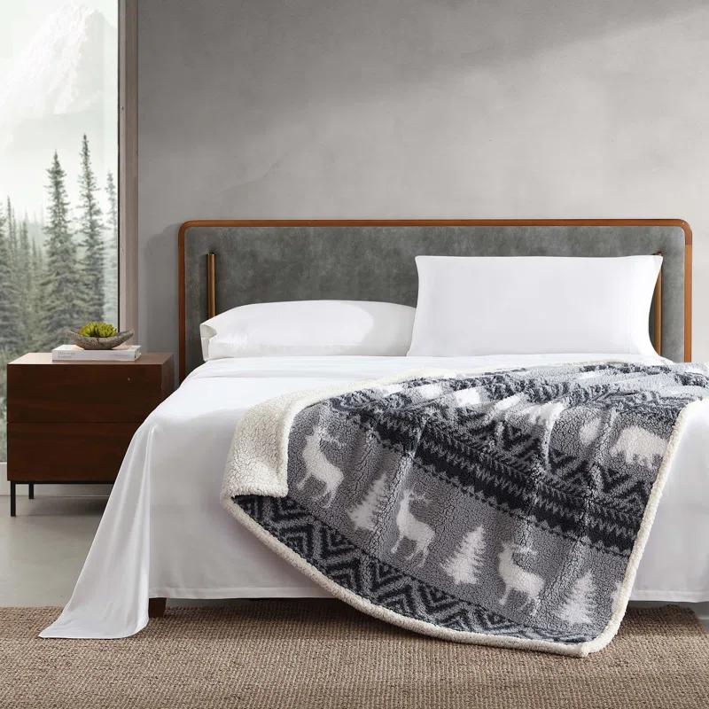 Eddie Bauer Eddie Bauer Printed Sherpa Reversible Throw Blankets