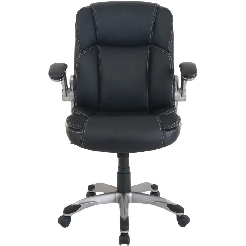 Lorell Soho Flip Armrest Mid-back Leather Chair | Wayfair