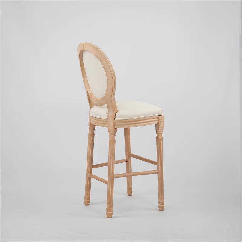 Rosdorf Park French Country Wooden Barstools  With Upholstered Seating , Beige and Natural,set of 2