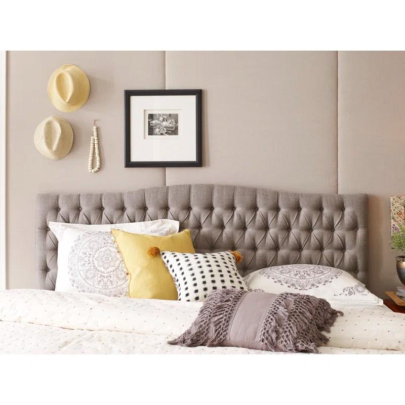 Elle Decor Elle Decor Celeste Tufted Upholstered Padded Headboard with Contemporary Button Tufting