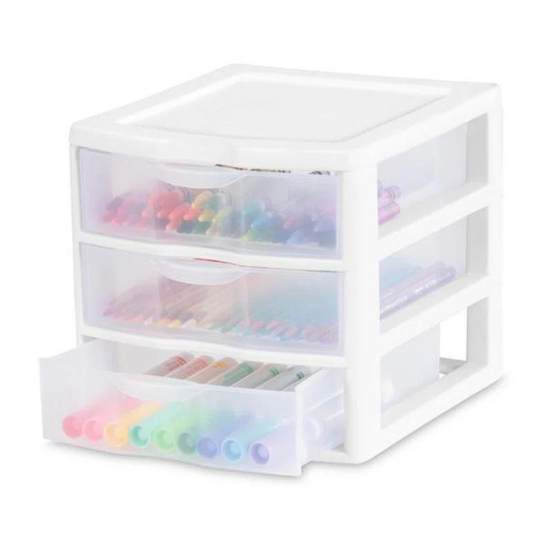 Sterilite Sterilite Clearview Plastic Multipurpose Small 3 Drawer Desktop Storage Organization Unit for Home, Classrooms, or Office Spaces
