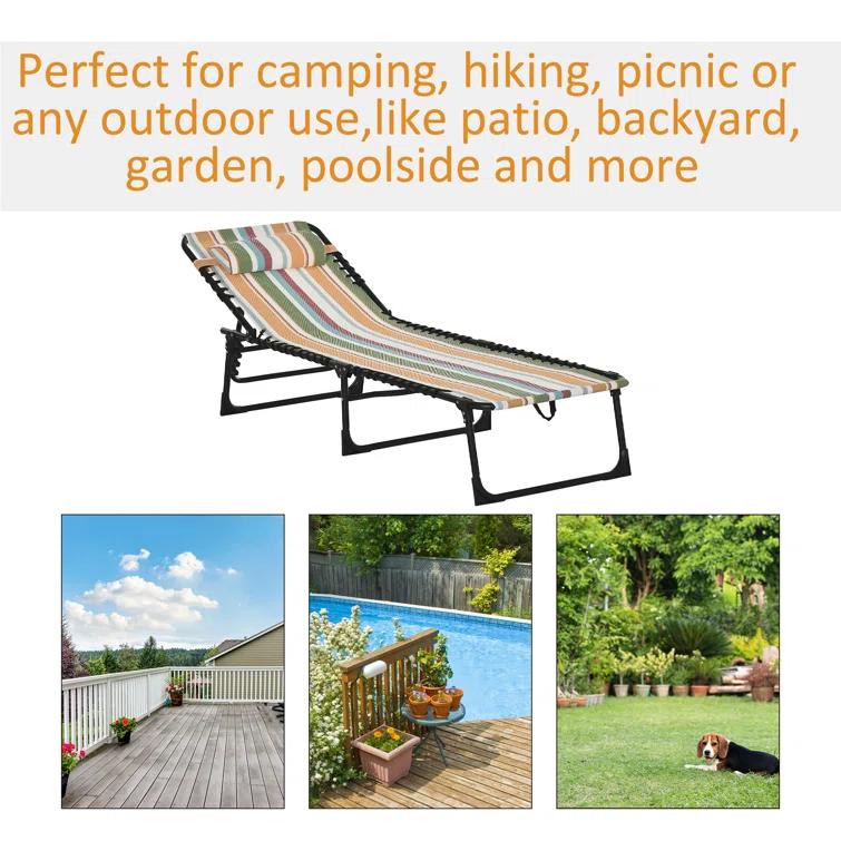 Sol 72 Outdoor™ Sherlyn 4-Level Adjustable Folding Beach Bed Reclining Lounger Cot Lightweight Portable Camping Hiking Backyard Outdoor Recliner Seat