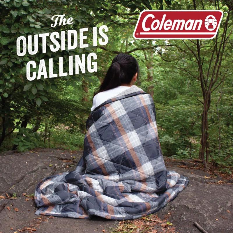 Coleman Coleman Reversible Water Resistant Nylon and Sherpa Diamond Quilted Indoor/Outdoor Throw/Picnic Blanket