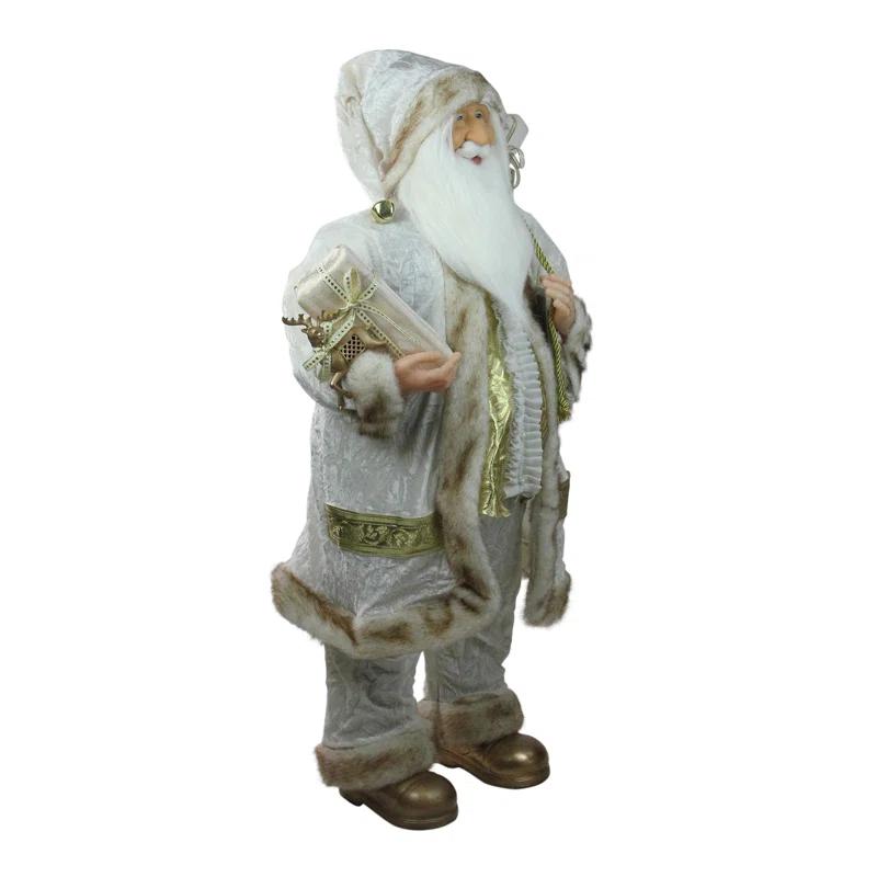 Northlight Seasonal White and Ivory Santa Claus with Gift Bag Christmas Figure