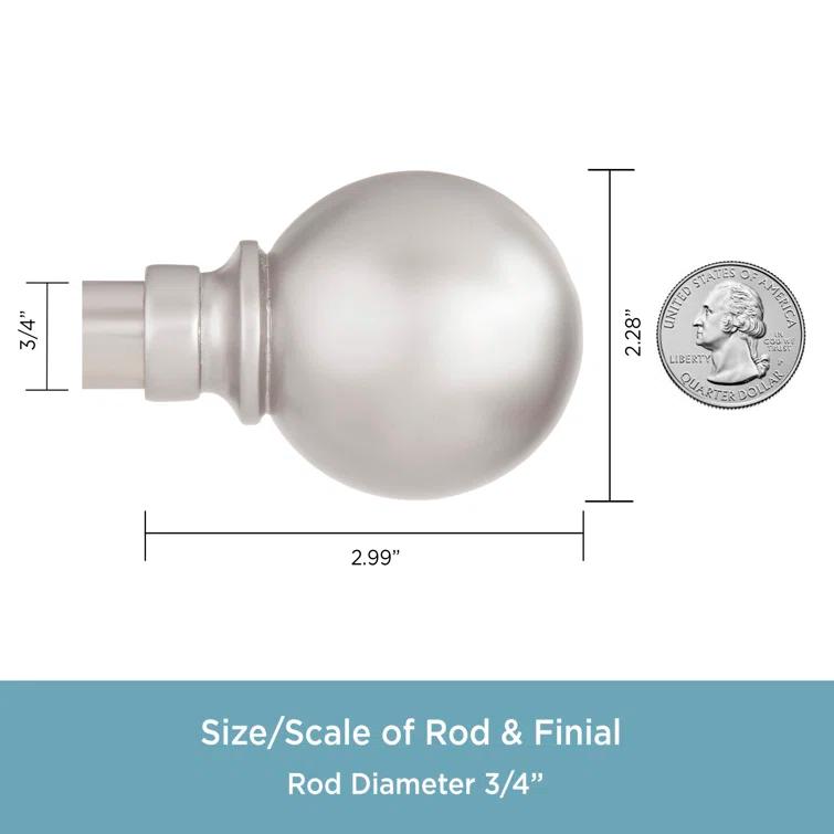 Kenney Manchester Mercer 3/4" Brushed Nickel Single Curtain Rod