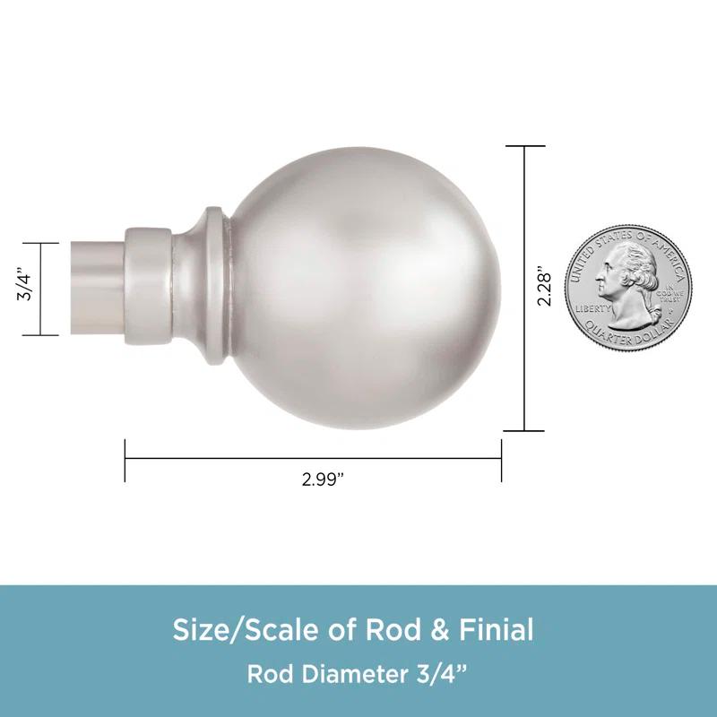 Kenney Manchester Mercer 3/4" Brushed Nickel Single Curtain Rod