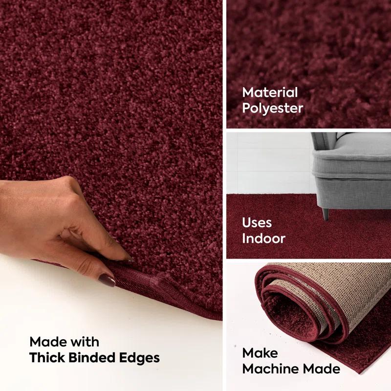 Latitude Run® Furnish My Place Modern Plush Pet and Kids Friendly Solid Color Burgundy Area Rugs, Stain & Fade Resistance, Made in USA, Perfect for Living Room, Dining Room, Bedroom, Playroom and Kidsroom, Event, Wedding Rug