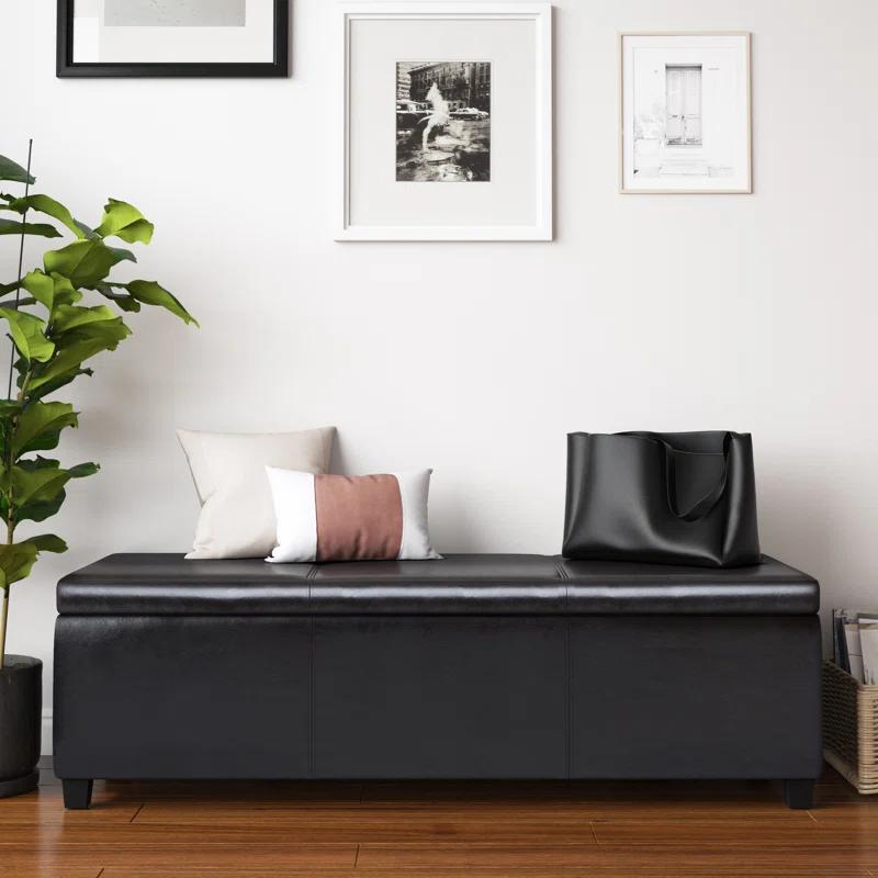 Simpli Home Avalon Extra Large Storage Ottoman Bench,Assembled