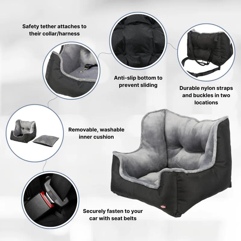 TRIXIE TRIXIE Convertible Deluxe Dog Car Seat for Small Dogs, Dog Booster Seat, Travel Pet Bed