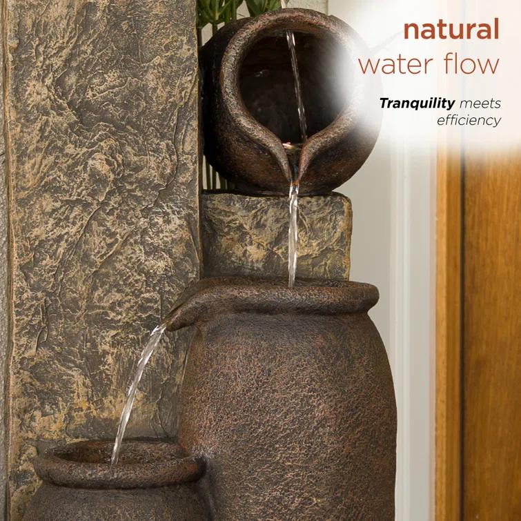 Alpine Weather Resistant Floor Fountain with Light
