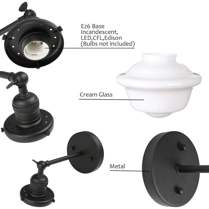 Wall Sconce Lamp With Milk White Glass Shade