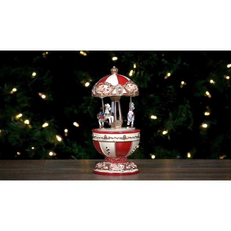 7.25" Animated and Musical Horses and Cupids Carousel