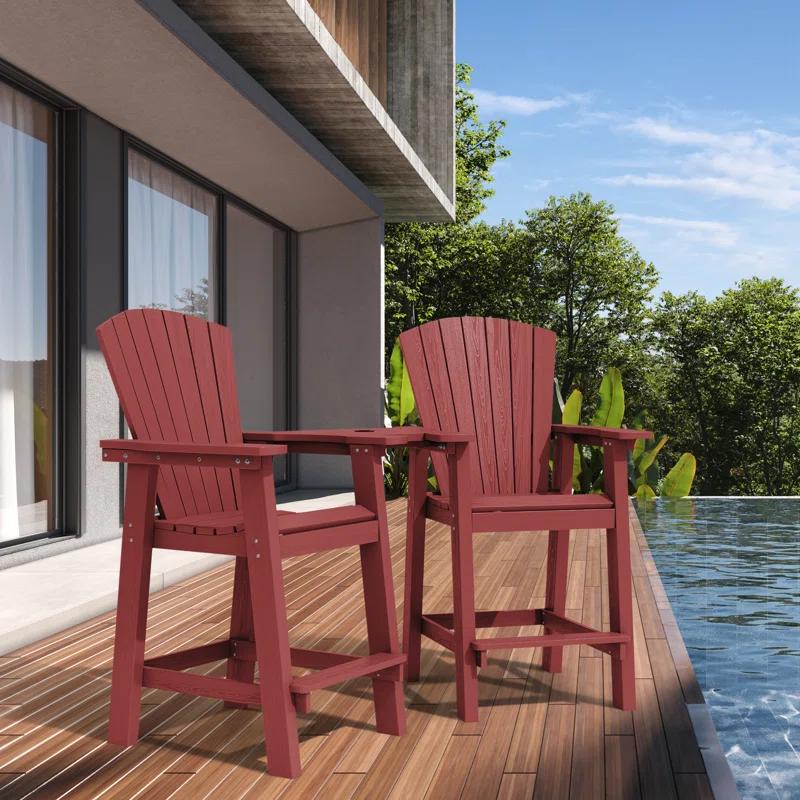 Rosecliff Heights Wolak HDPE Outdoor Adirondack Chair Set With Table