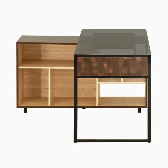 17 Stories L-Shape Corner Desk with Multiple Storage
