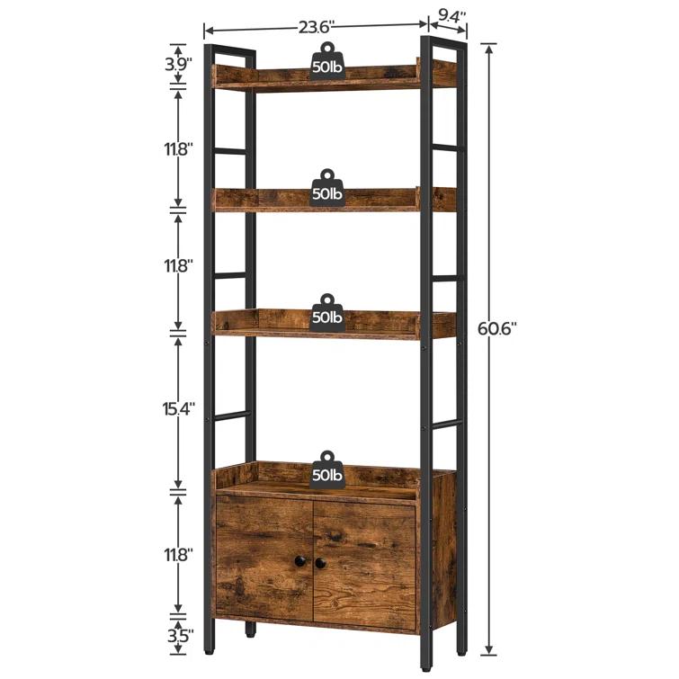 HOOBRO 4-tier Bookshelf with Doors and Storage Shelves & Reviews | Wayfair