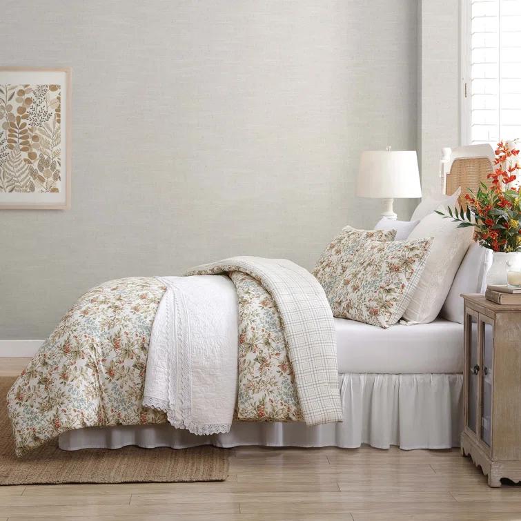 Laura Ashley Laura Ashley Bramble Floral Cotton Reversible Comforter Set