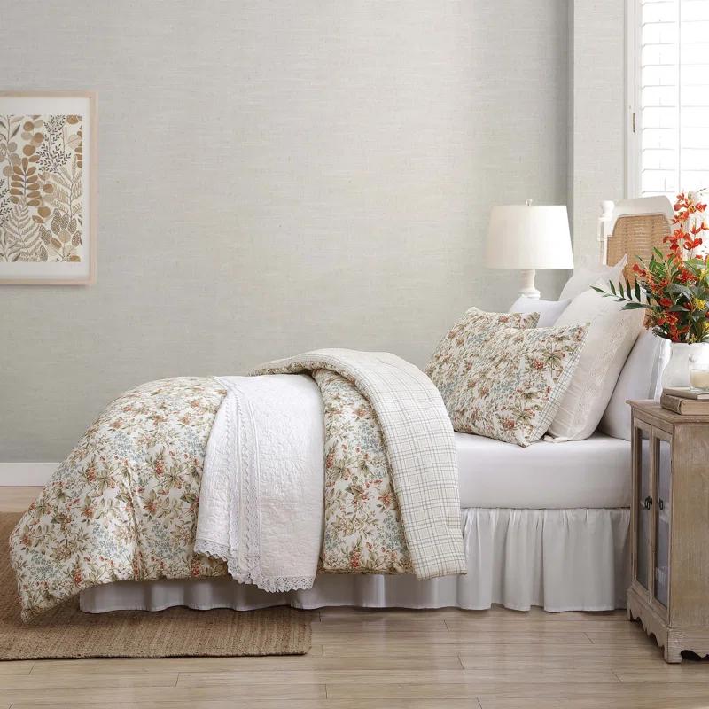 Laura Ashley Laura Ashley Bramble Floral Cotton Reversible Comforter Set
