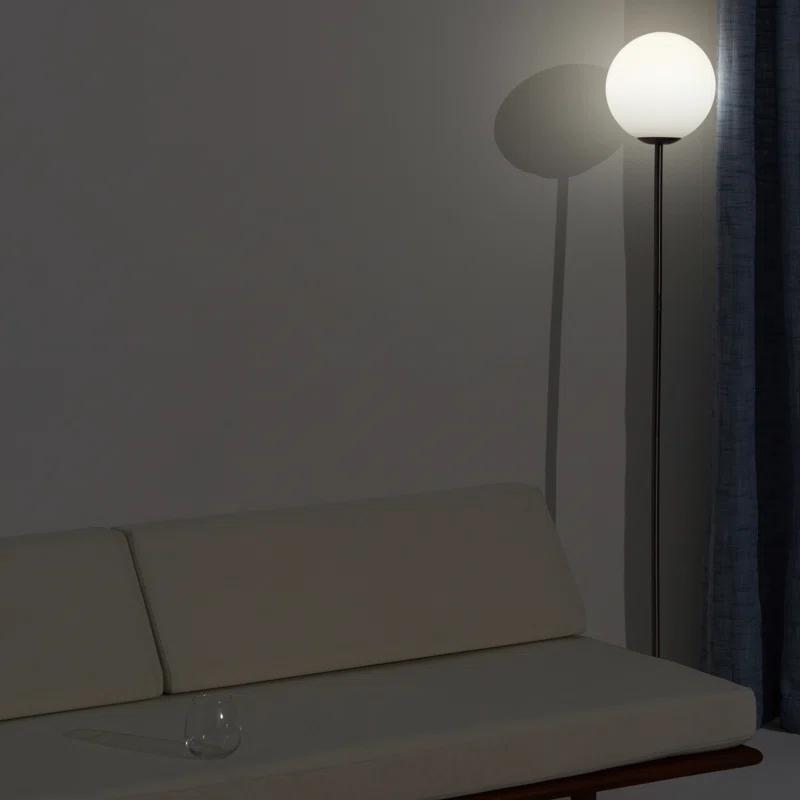 Luna 65 in. Modern LED Energy Efficient Floor Lamp with Frosted Glass Globe Shade