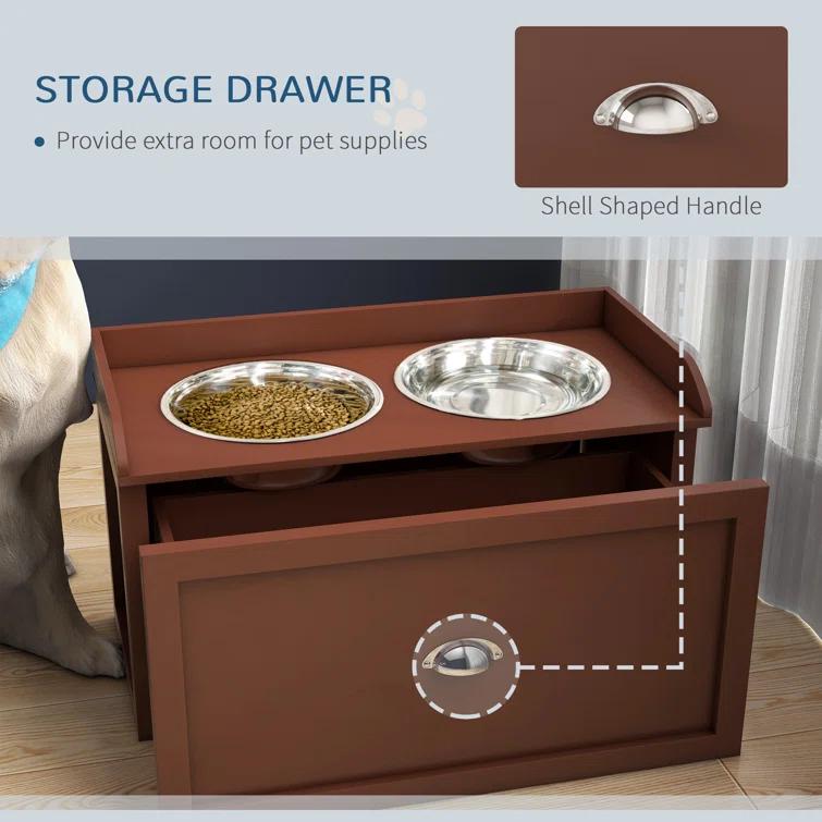 Pawhut 8.48 Cups Elevated Feeder