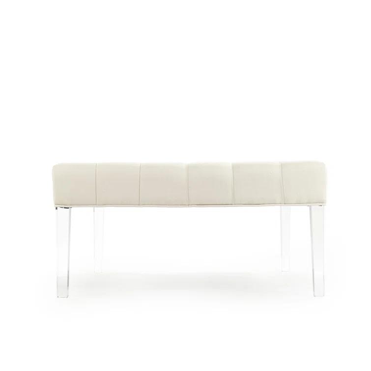 Tufted Rectangular Cotton Ottoman with Acrylic Legs