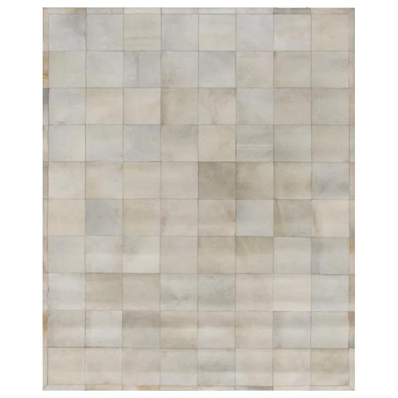 Exquisite Rugs Natural Hide Hand Stitched Leather Hide on Felt White Area Rug & Reviews | Wayfair