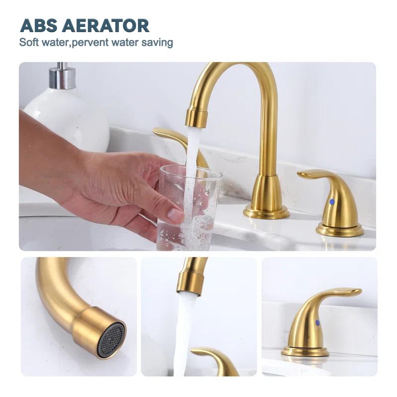 8 Inch Widespread Double Handle Bathroom Faucet With Pop-Up Drain Kit