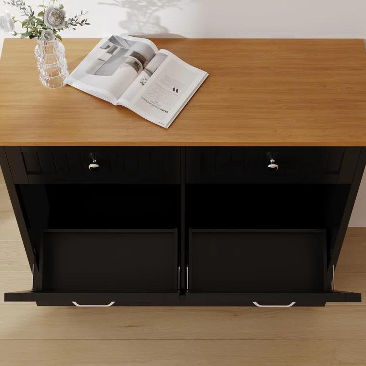 Betterhood Havant Double Tilt Out Trash Cabinet 20 Gallons Wooden Free Standing(Not include trash can)