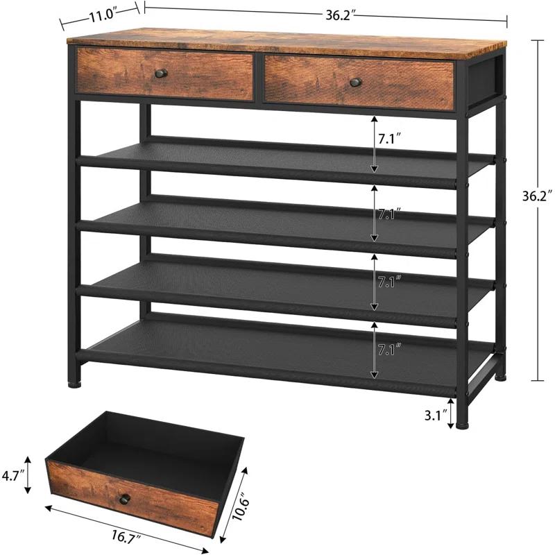 17 Stories 5 Tier Shoe Storage Organizer with 2 Drawers