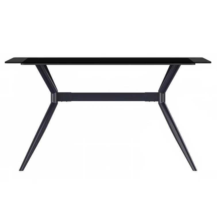Hokku Designs Senath Modern Dining Table with Sintered Stone Top and Stainless Steel Base