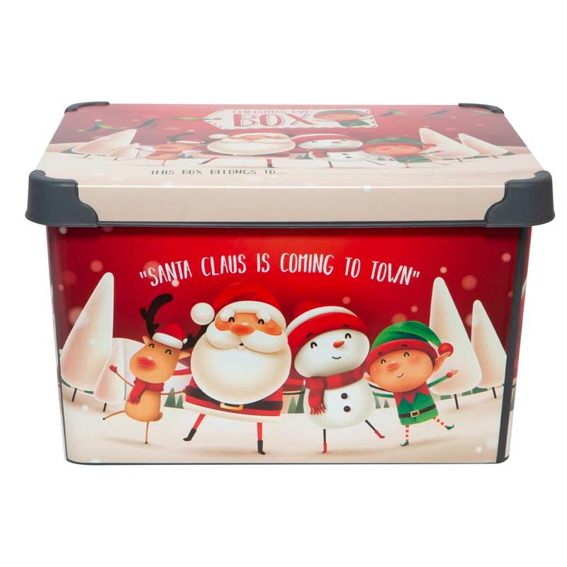 Simplify Santa Clause is Coming to Town Design Plastic Storage Tote