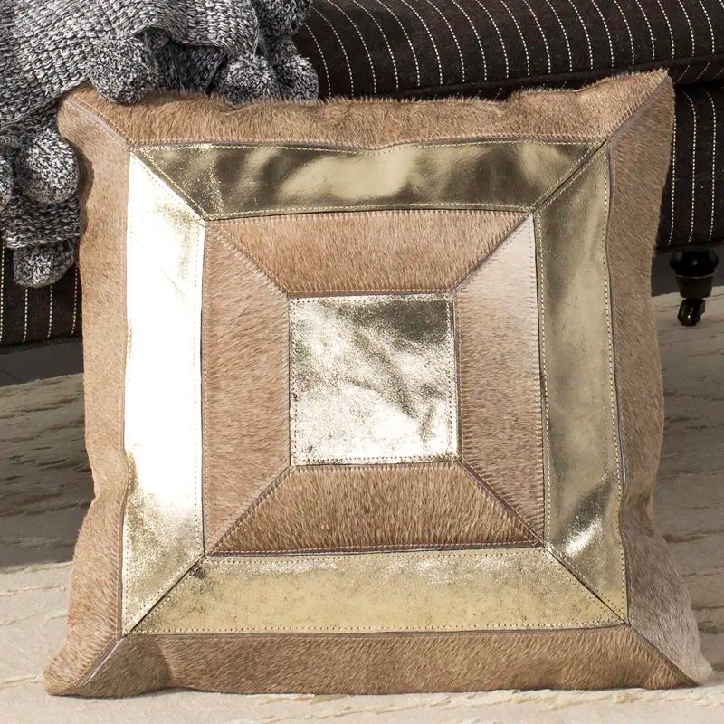 Geometric Cowhide Throw Pillow