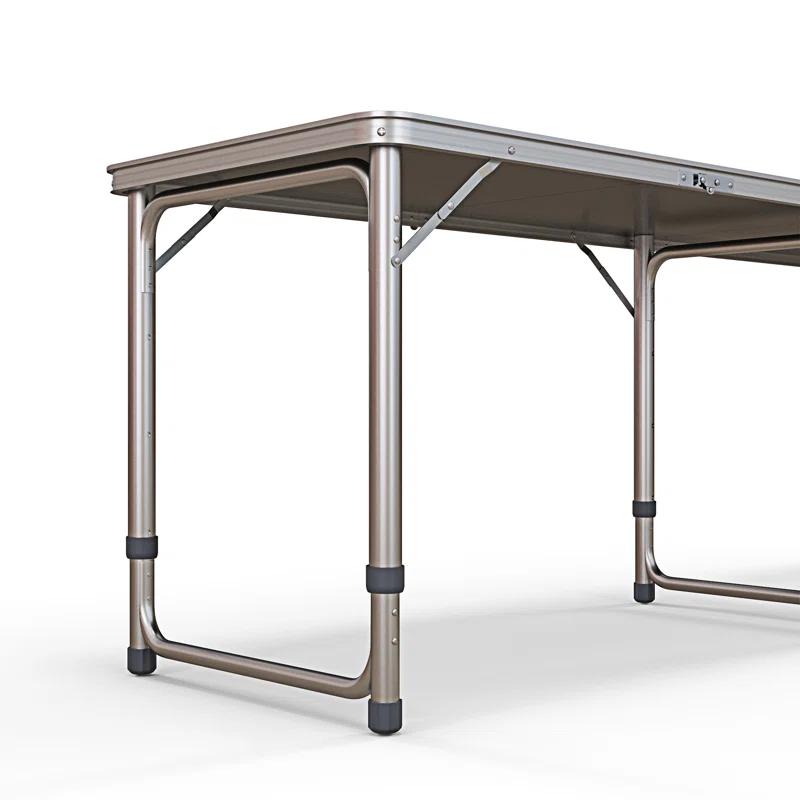 wendeway Outsunny 8ft Portable Beer Pong Table with Adjustable Legs, Folding Camping Table, Aluminum Picnic Table