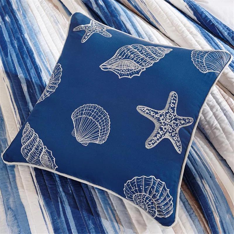 Madison Park Marina 6 Piece Printed Quilt Set with Throw Pillows