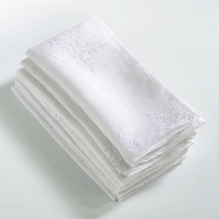 Saro Evening Snowflake Collection Polyester Embroidered Square Napkin (Set of 4)