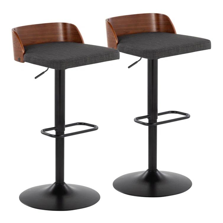 LumiSource Swivel Upholstered Adjustable Height Counter Stool with Metal Frame (Set of 2)