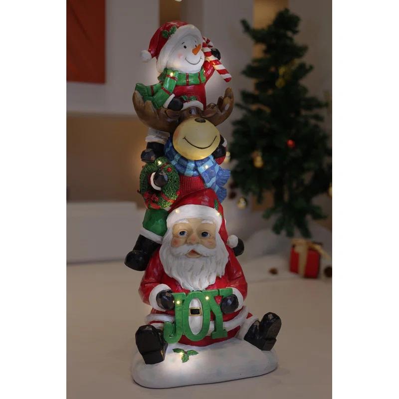 Stacking Snowman Elk Santa Christmas Decoration with LED Lights Battery Operated Indoor Use Only