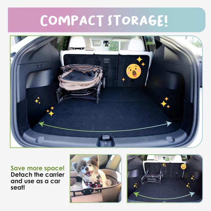 Petique 3-in-1 Newport Pet Stroller (Travel Carrier + Car Seat + Stroller)
