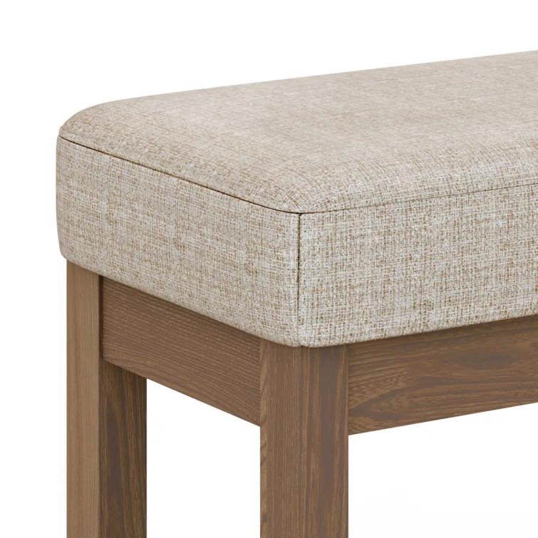 Simpli Home Milltown Ottoman Bench with Upholstered Seat and Solid Wood Frame