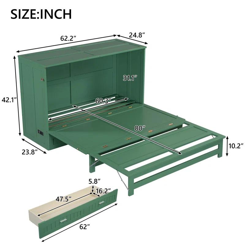 Cosmic Queen Size Murphy Bed With Built-In Charging Station