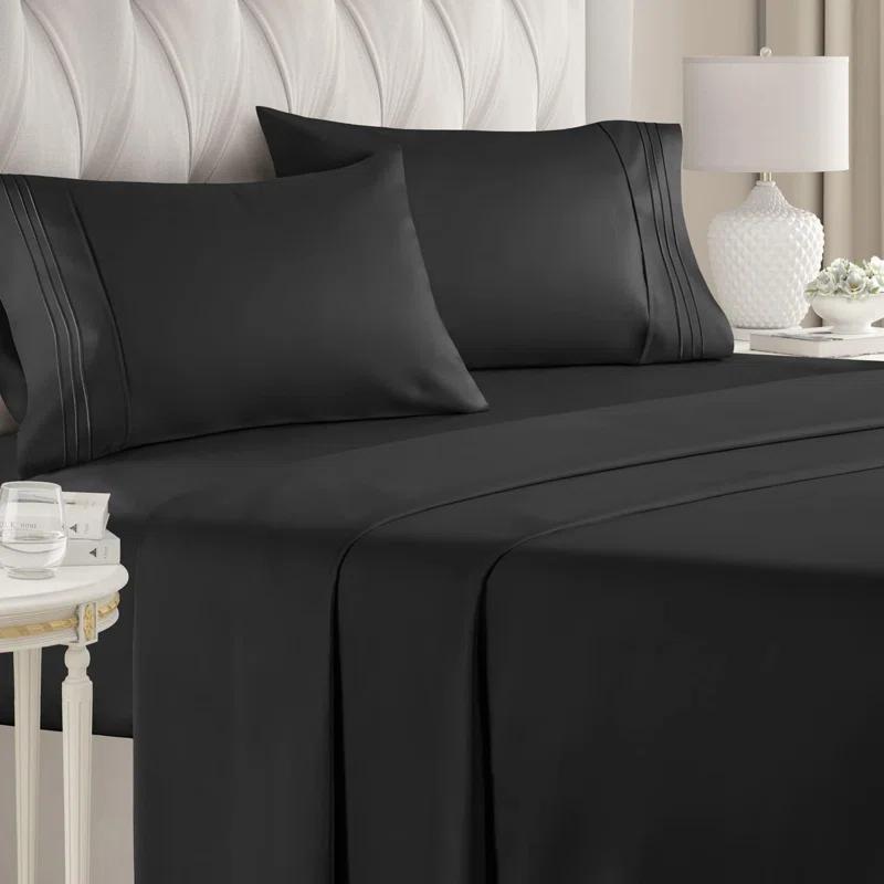 CGK Linens Premium Rayon From Bamboo 4 Piece Deep Pocket Ultra Soft & Cooling Sheet Set