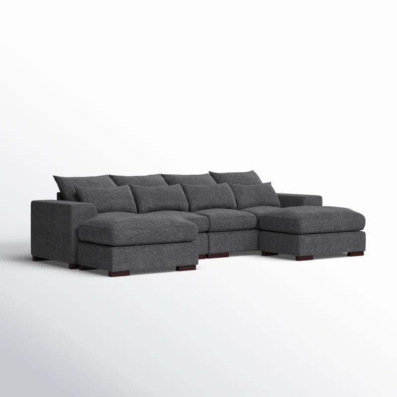 Biaggio Linen Blend Sectional with 2 Ottomans,Sectional Couch