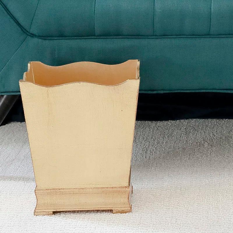 VIETRI Florentine Wooden Accessories Gold Waste Basket Trash Can 3 Gallon Waste Basket