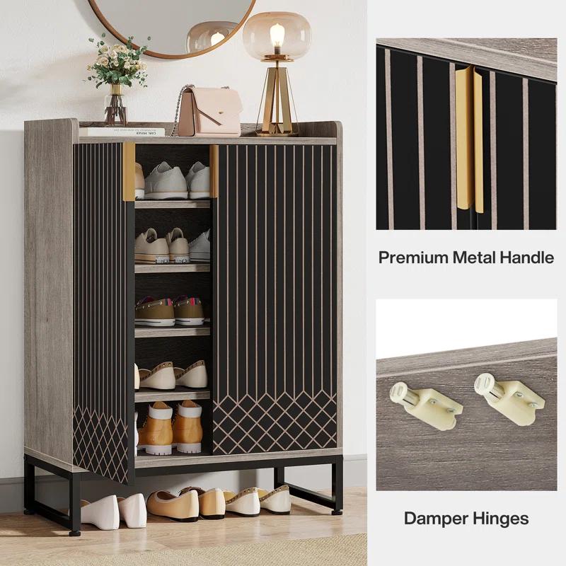 Everly Quinn 5-Tier Shoe Cabinet with Doors, 20-25 Pairs